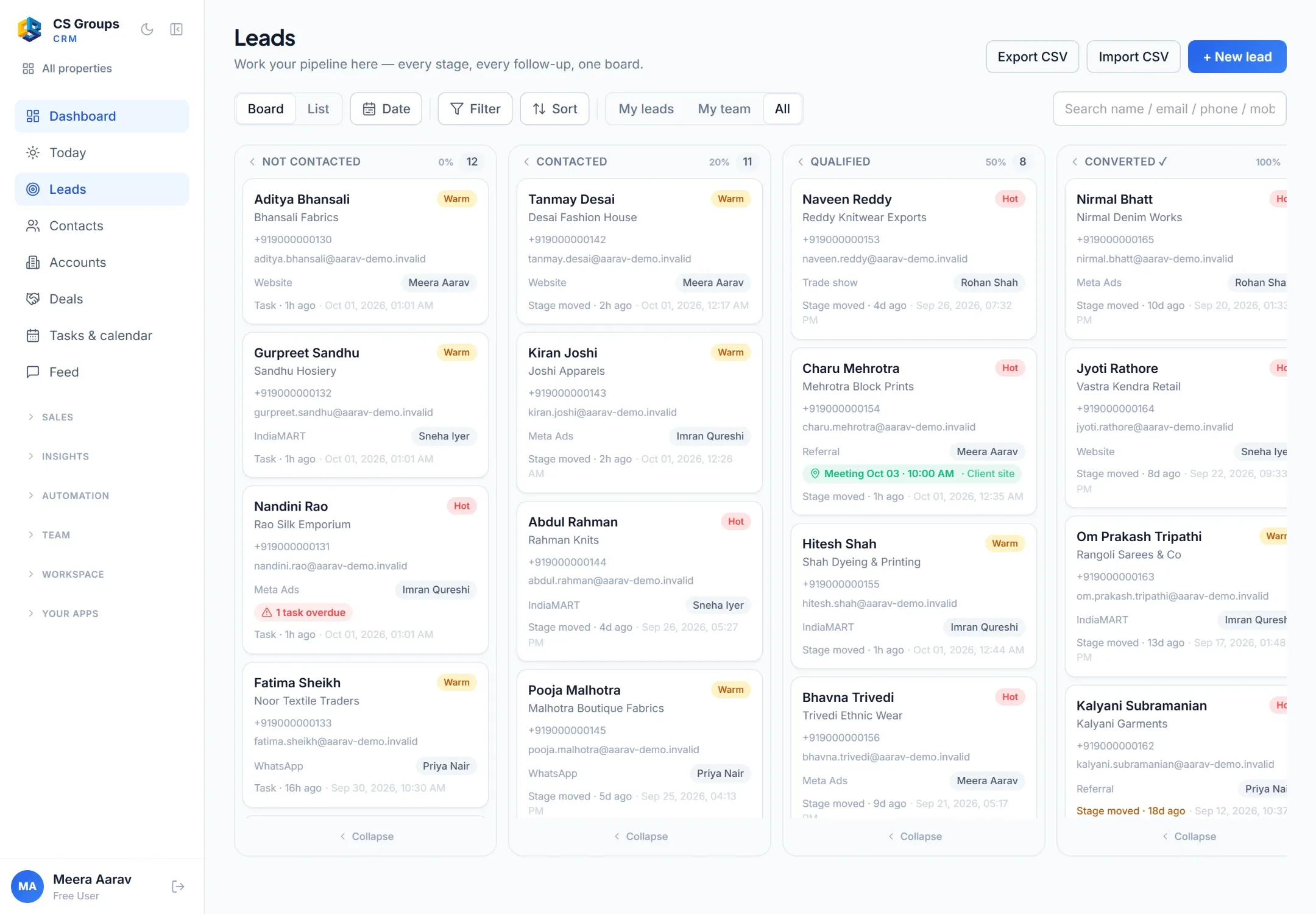 CRM: Every lead, every follow-up, every deal — on one board